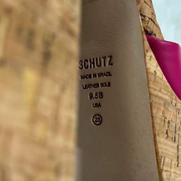New SCHUTZ Hit Pink Fuchsia Glayce Cork Platform Sandal Heel with Ankle Strap - Picture 13 of 13
